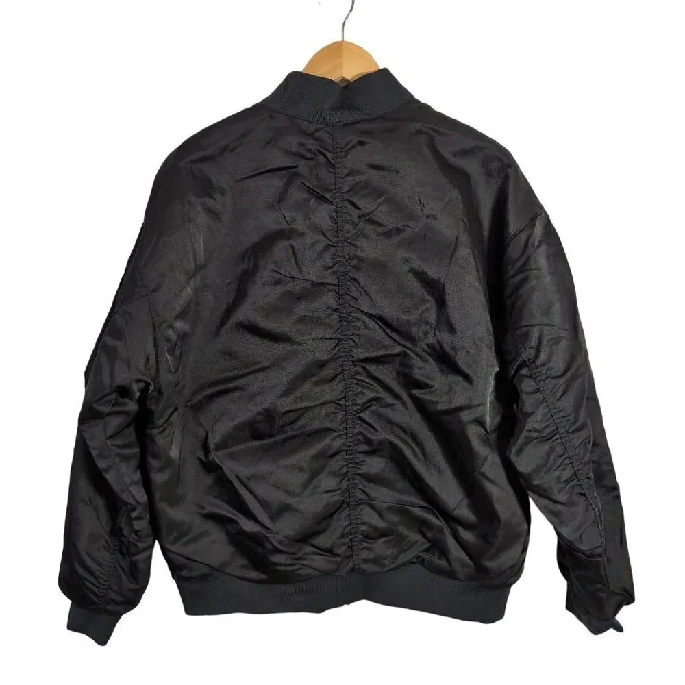 NIke Reversible Bomber Jacket Womens M‎ Black Loose Fit Full Zip